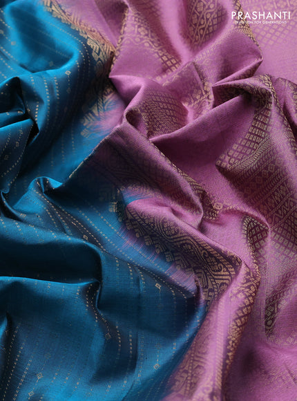 Pure soft silk saree peacock green and mauve pink with allover zari weaves  and rettapet zari woven border