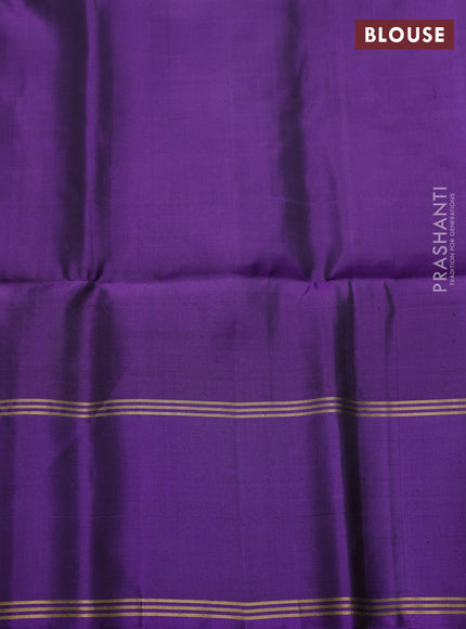 Pure soft silk saree peacock green and violet with allover zari weaves  and rettapet zari woven border