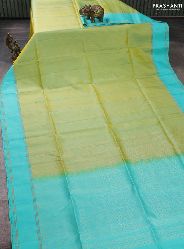 Pure soft silk saree dual shade of pista green and teal green with allover zari weaves and zari woven border