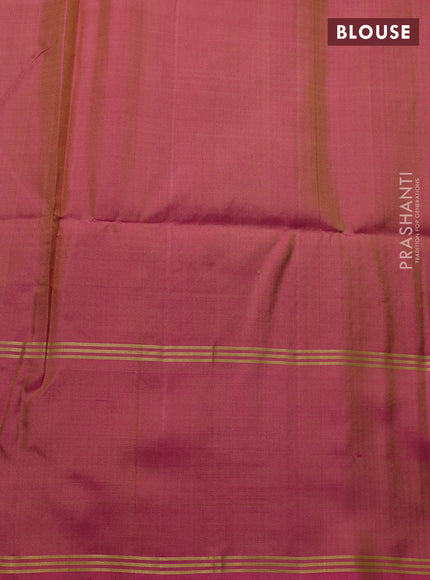 Pure soft silk saree beige and pink with allover zari weaves and rettapet zari woven border