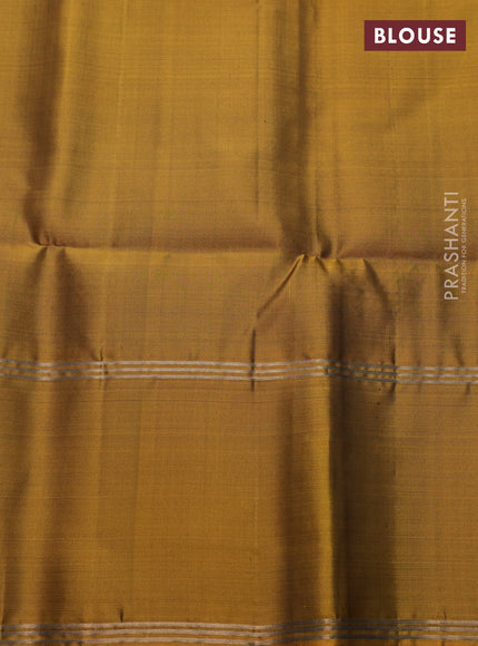 Pure soft silk saree black and dark mustard with allover zari weaves and long rettapet zari woven border