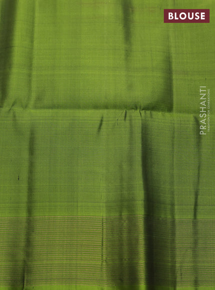 Pure soft silk saree magenta pink and light green with allover zari weaves and zari woven border