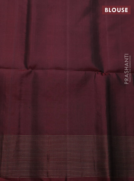 Pure soft silk saree rosy brown and deep maroon with allover zari weaves and zari woven border