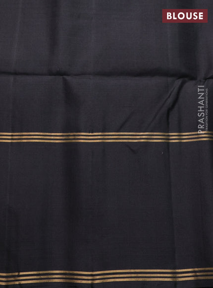 Pure soft silk saree magenta pink and black with allover zari weaves and long rettapet zari woven border