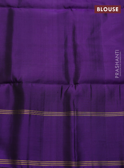 Pure soft silk saree grey shade and violet with allover zari weaves and long rettapet zari woven border