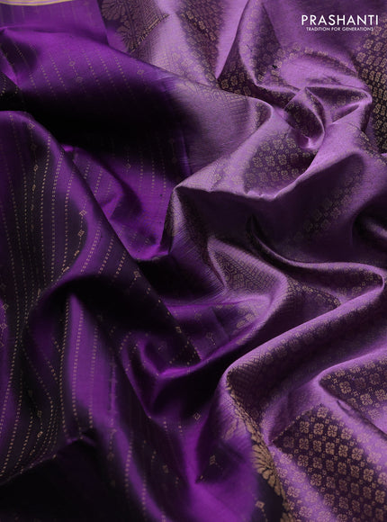 Pure soft silk saree violet and lavender with allover zari weaves and long rettapet zari woven border