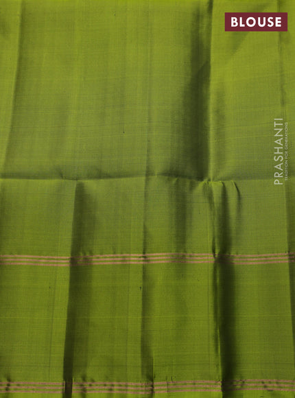 Pure soft silk saree purple and light green with allover zari weaves and long rettapet zari woven border