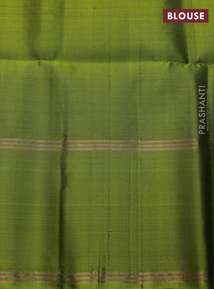 Pure soft silk saree violet and light green with allover zari weaves and long rettapet zari woven border
