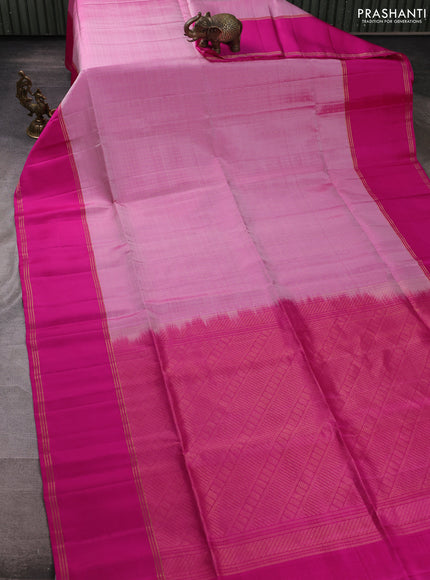 Pure soft silk saree peach pink and pink with allover zari weaves and long rettapet zari woven border