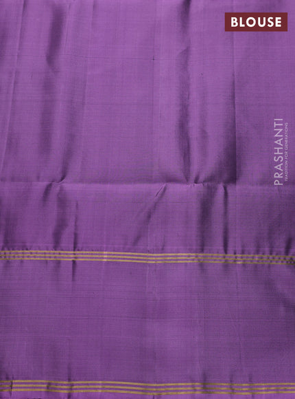 Pure soft silk saree peacock green and lavender with allover zari weaves and long rettapet zari woven border