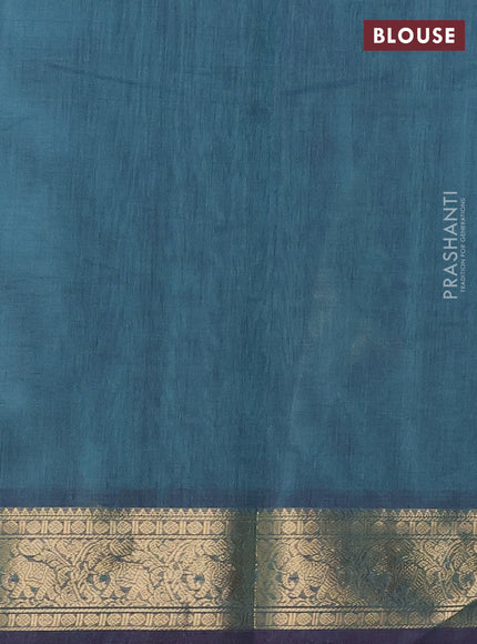 Kanchi cotton saree greyish blue with zari woven buttas and zari woven border