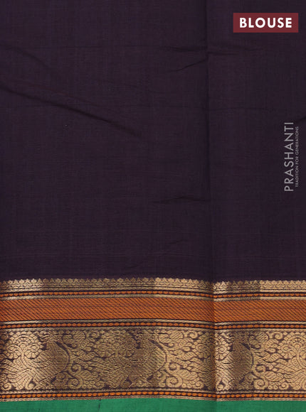 Kanchi cotton saree jamun shade and green with allover thread checks & buttas and zari woven border