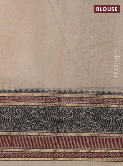 Kanchi cotton saree cream with allover thread woven buttas and thread & zari woven border