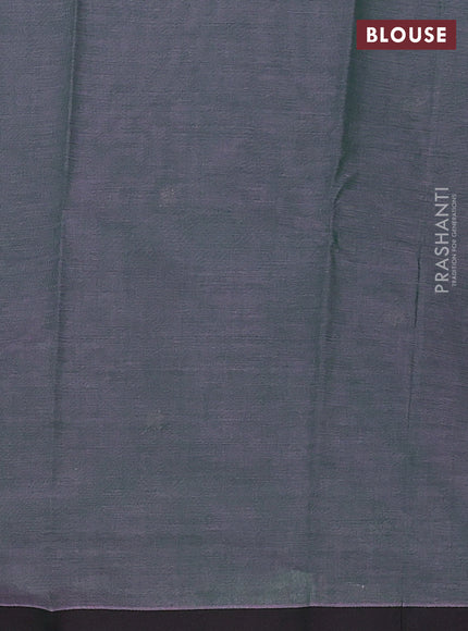 Kanchi cotton saree greyish green with zari woven buttas and piping border