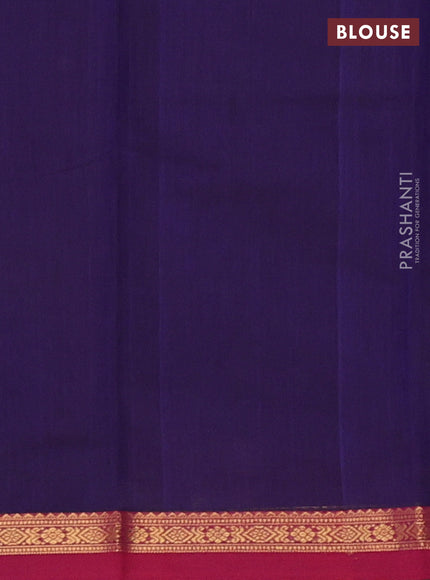 Kanchi cotton saree violet and pink with zari woven buttas and small zari woven border