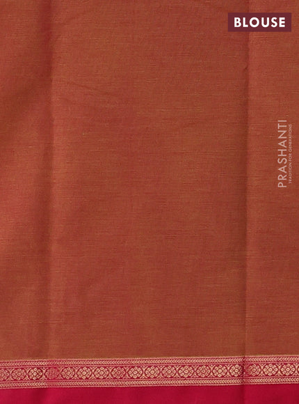 Kanchi cotton saree mustard yellow and pink with zari woven buttas and small zari woven border