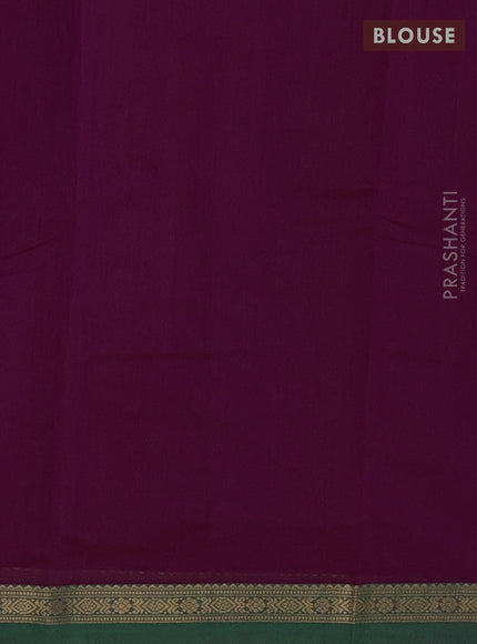 Kanchi cotton saree magenta pink and green with zari woven buttas and small zari woven border