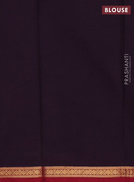 Kanchi cotton saree deep purple and maroon with zari woven buttas and small zari woven border