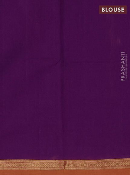 Kanchi cotton saree purple and mustard yellow with zari woven buttas and small zari woven border