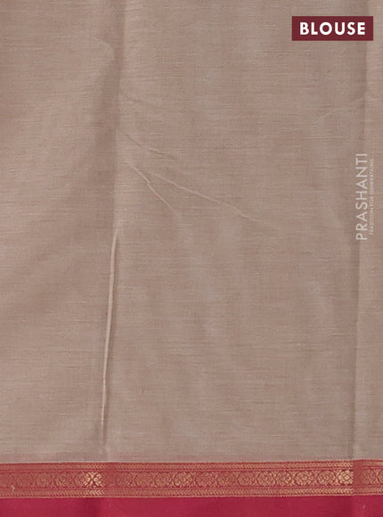 Kanchi cotton saree sandal and pink with zari woven buttas and small zari woven border