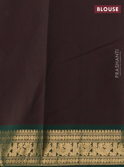 Kanchi cotton saree manthulir green and bottle green wirh zari woven buttas and zari woven border