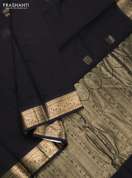 Kanchi cotton saree black with zari woven buttas and zari woven border