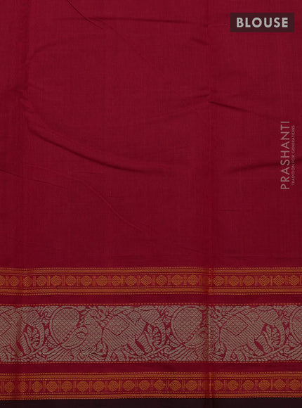Kanchi cotton saree red and deep maroon with thread woven buttas and rettapet zari woven border