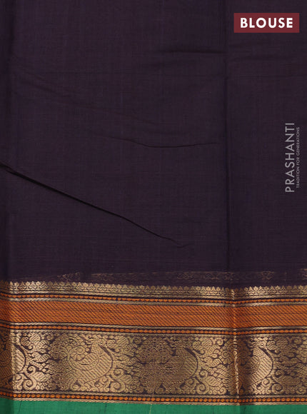 Kanchi cotton saree jamun shade and green with allover thread checks & buttas and zari woven border