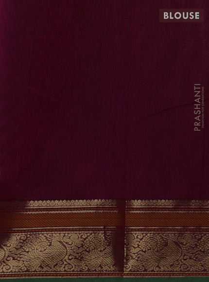 Kanchi cotton saree magenta pink and green with allover thread checks & buttas and zari woven border