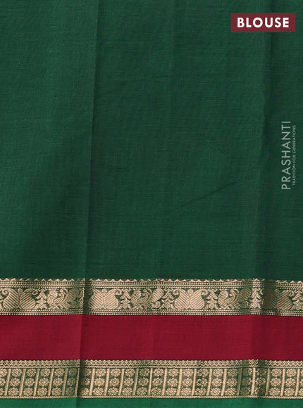 Kanchi cotton saree green and maroon with zari woven buttas and rettapet zari woven border