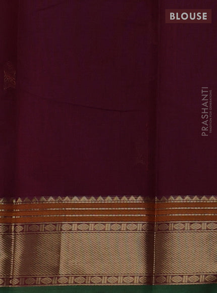 Kanchi cotton saree wine shade and green with zari woven buttas and zari woven border