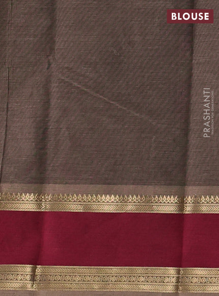 Kanchi cotton saree dark beige and maroon with zari woven buttas and ganga jamun border