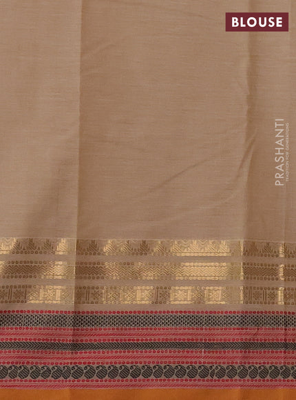 Kanchi cotton saree beige and mustard yellow with zari woven buttas and thread & zari woven border