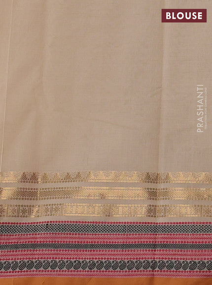 Kanchi cotton saree cream and mustard yellow with zari woven buttas and thread & zari woven border