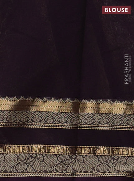 Kanchi cotton saree deep jamun with allover zari checked pattern and rettapet thread woven border