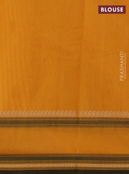 Kanchi cotton saree mango yellow and green with thread woven buttas and rettapet thread woven border