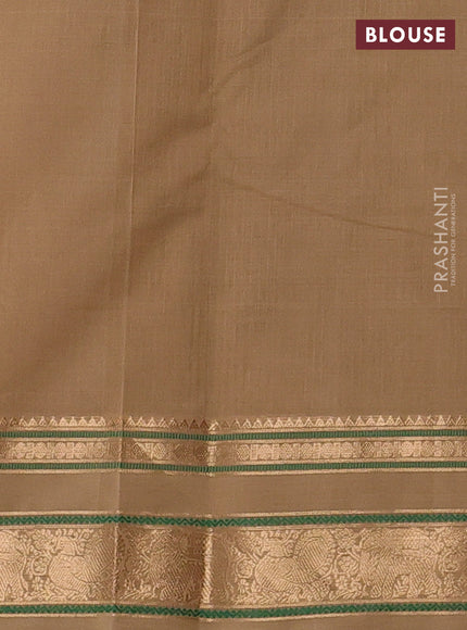 Kanchi cotton saree sandal with allover zari stripe pattern and zari woven border