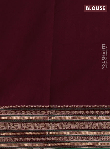 Kanchi cotton saree deep maroon and green with thread woven buttas and thread & zari woven border
