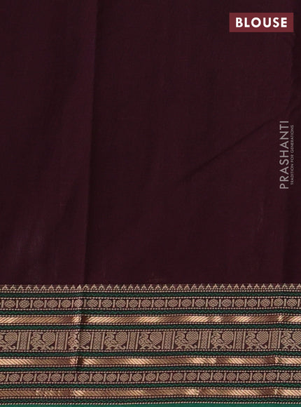 Kanchi cotton saree deep jamun and green with thread woven buttas and thread & zari woven border
