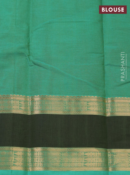 Kanchi cotton saree teal green and green with zari woven buttas and rettapet zari woven border