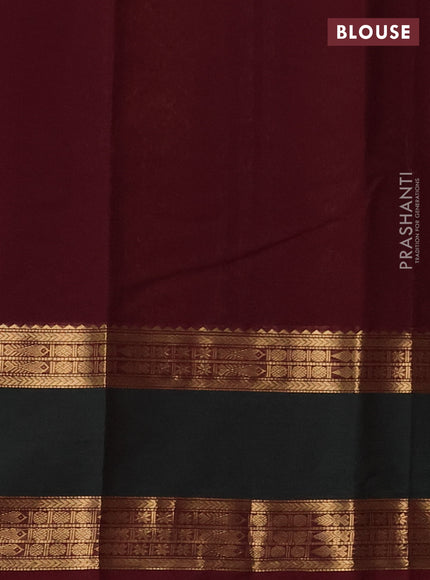 Kanchi cotton saree deep maroon and bottle green with zari woven buttas and rettapet zari woven border
