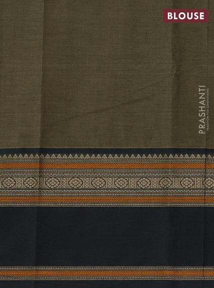 Kanchi cotton saree olive green and bottle green with thread woven buttas and rettapet thread woven border