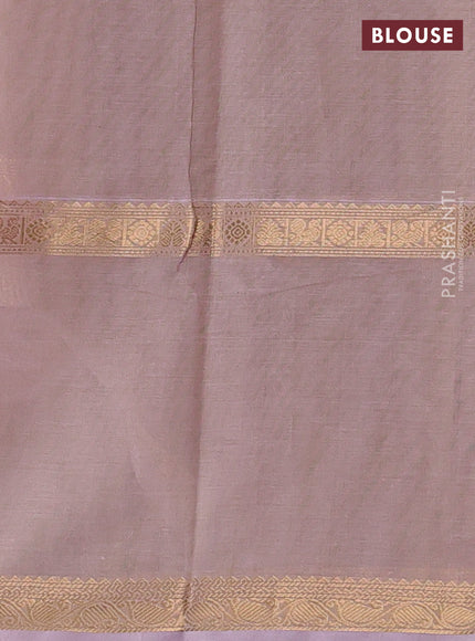 Kanchi cotton saree sandal and pastel pink with allover checks & thread woven buttas and long rettapet zari woven border