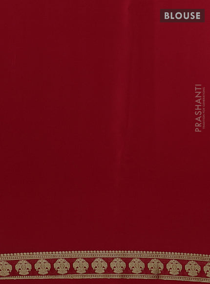 Pure mysore silk saree red with plain body and zari woven butta border