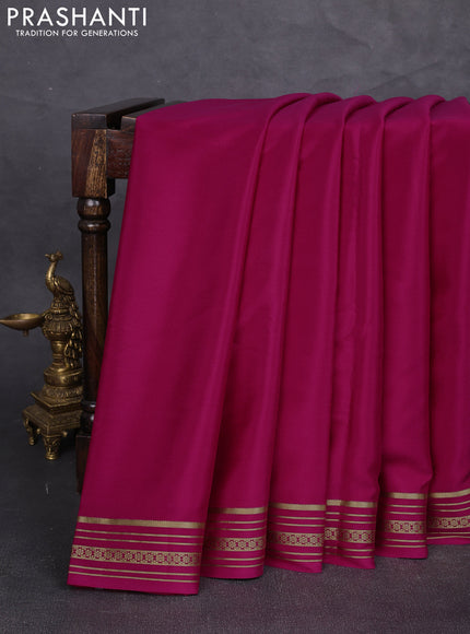 Pure mysore silk saree pink with plain body and zari woven border
