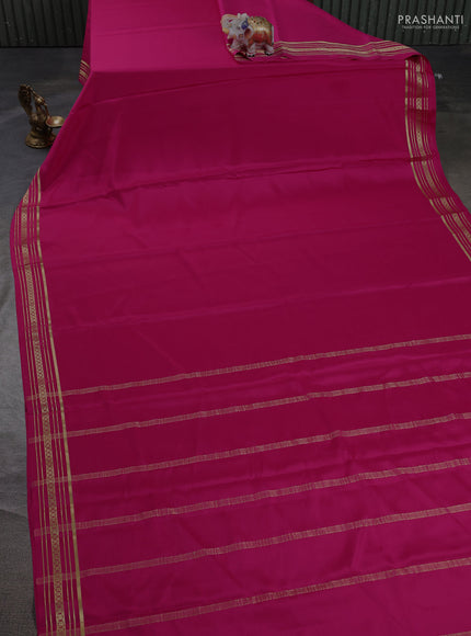 Pure mysore silk saree pink with plain body and zari woven border