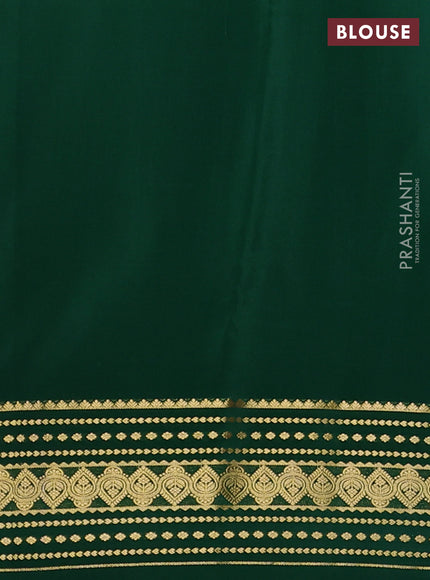 Pure mysore silk saree green with plain body and zari woven border