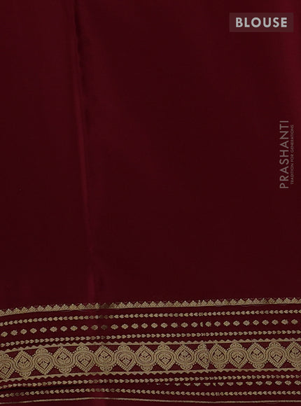 Pure mysore silk saree deep maroon with plain body and zari woven border