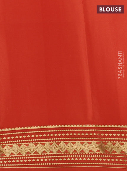 Pure mysore silk saree rust shade with plain body and zari woven border
