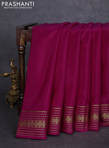 Pure mysore silk saree pink with plain body and zari woven border